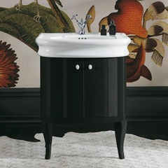 LA10 retro style cabinet for washbasin with 2 doors in glossy black color - Lante, Simas