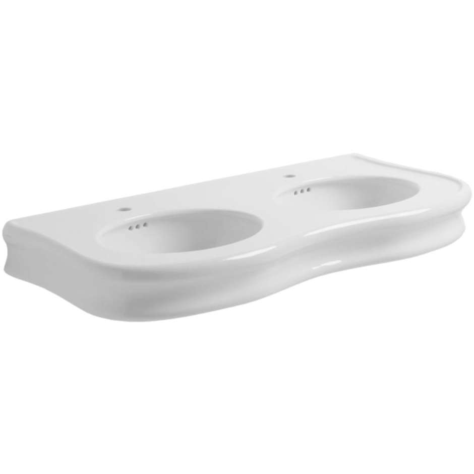 Lavabo a consolle sospesa stile retrò in ceramica bianca 120 cm - Lante, Simas