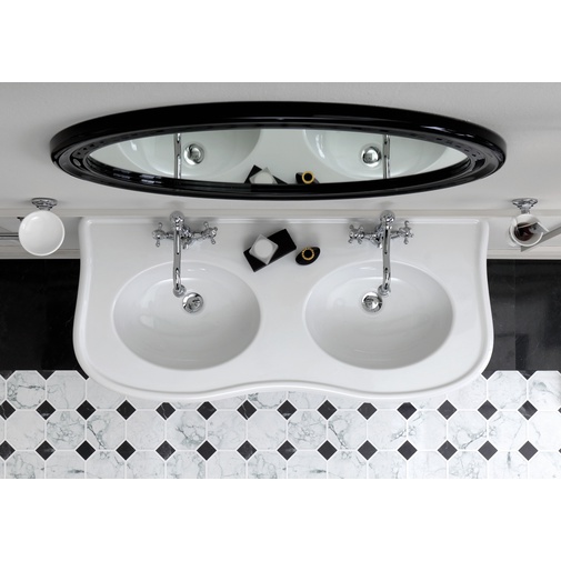 Lavabo a consolle sospesa stile retrò in ceramica bianca 120 cm - Lante, Simas