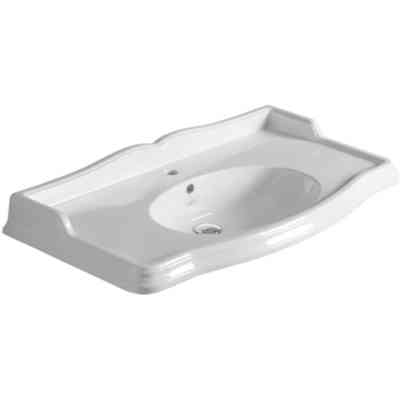 Lavabo a consolle stile classico con spalliera, bianco lucido 105x56x20cm - Arcade, Simas