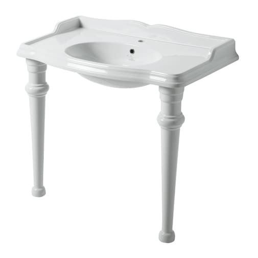 Lavabo a consolle stile classico con spalliera, bianco lucido 105x56x20cm - Arcade, Simas