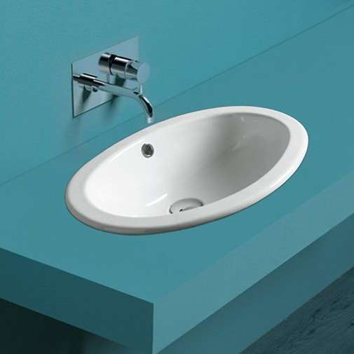 Lavabo ad incasso con bordo piatto in ceramica bianca 54,5 cm - Marine, Simas