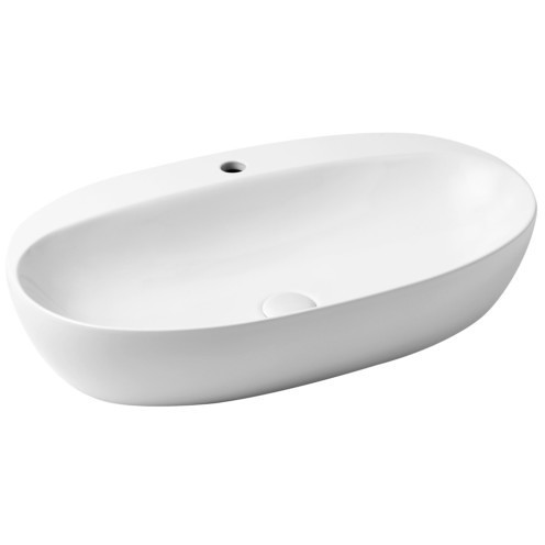 Lavabo Bagno da Appoggio Tondo in Ceramica da 280mm con Rubinetto  Miscelatore Alto Monoforo- Ashbury