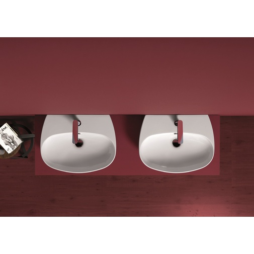 Lavabo blanc brillant à poser ou suspendu 60 cm - Vignoni, Simas