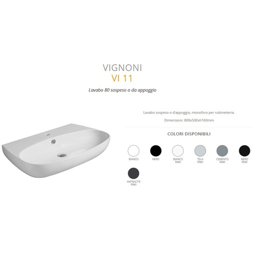 Lavabo blanc mat à poser ou suspendu 80 cm - Vignoni, Simas