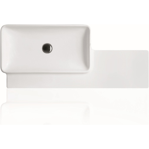 Lavabo carré asymétrique avec étagère de style moderne en céramique blanche 115 cm - Flow, Simas