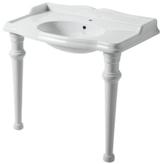 Lavabo console de style classique avec dossier, blanc brillant 105x56x20cm - Arcade, Simas