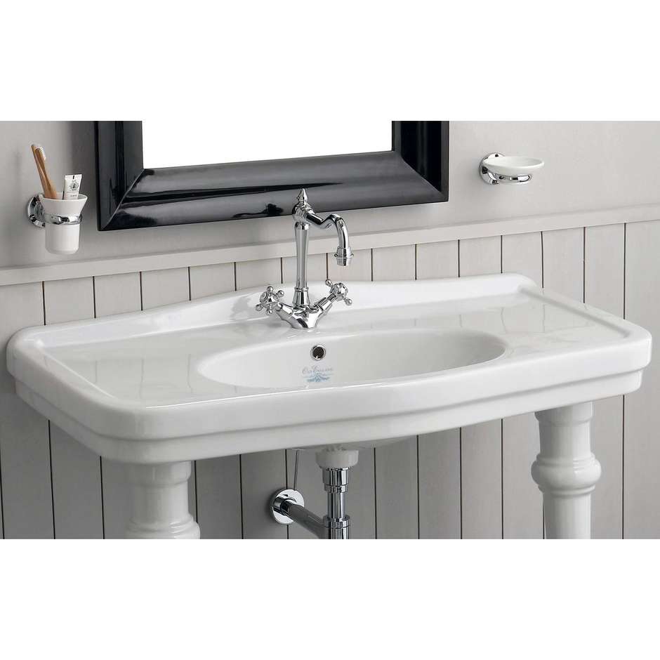 Lavabo console suspendu en céramique blanche, 105x57xh10cm - London, Simas