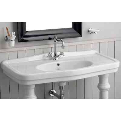Lavabo console suspendu en céramique blanche, 105x57xh10cm - London, Simas