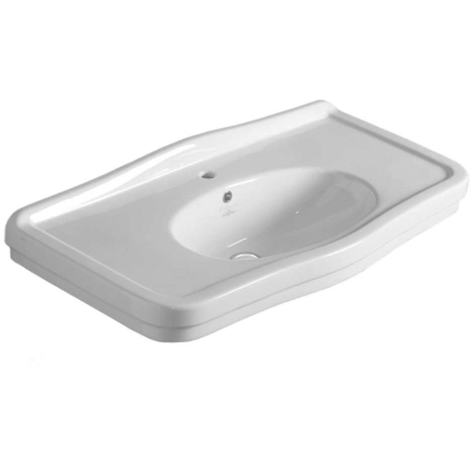 Lavabo console suspendu en céramique blanche, 105x57xh10cm - London, Simas