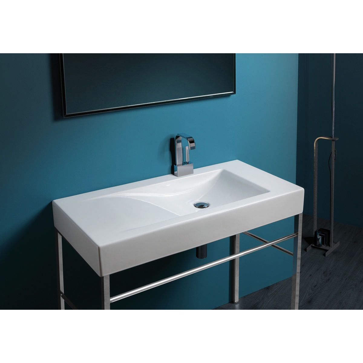 Lavabo A Consolle In Ceramica.Lavabo Consolle D Appoggio Predisposta Monoforo Stile Moderno In Ceramica Bianca 100 Cm Frozen Simas