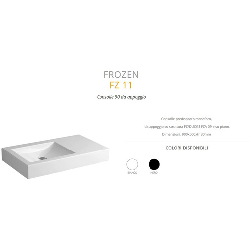Lavabo da appoggio a consolle, bianco lucido 90x50xh13 cm - Frozen, Simas