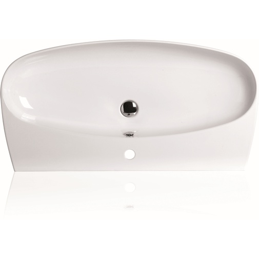 Lavabo da appoggio o sospeso in ceramica, bianco lucido 100x52xh16 cm - Vignoni, Simas