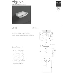 Lavabo da appoggio o sospeso in ceramica bianco opaco 60 cm - Vignoni, Simas