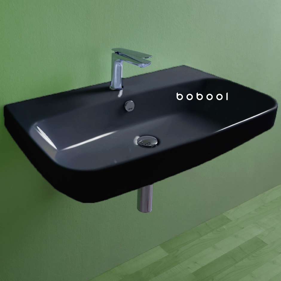 Lavabo da appoggio o sospeso nero lucido 80 cm - Baden Baden, Simas