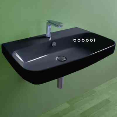 Lavabo da appoggio o sospeso nero lucido 80 cm - Baden Baden, Simas