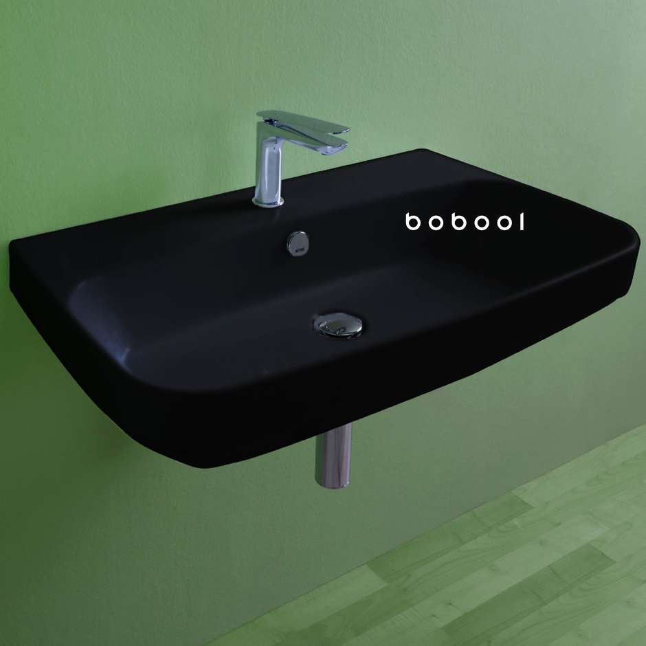 Lavabo da appoggio o sospeso nero opaco 80 cm - Baden Baden, Simas