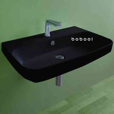 Lavabo da appoggio o sospeso nero opaco 80 cm - Baden Baden, Simas