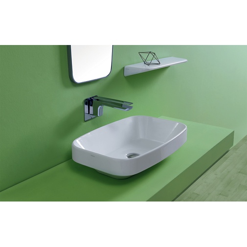 Lavabo d'appoggio o incasso in ceramica bianca 66x38 cm - Baden Baden, Simas