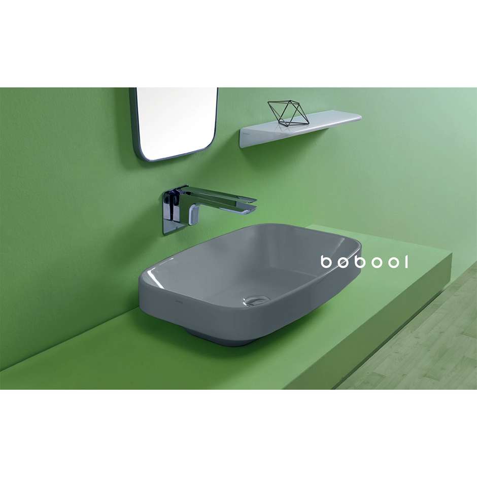 Lavabo d'appoggio o incasso stile moderno cemento opaco 66x38 cm - Baden Baden, Simas