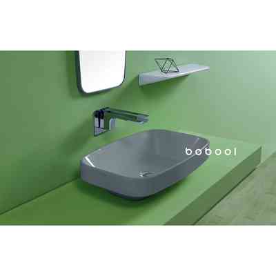 Lavabo d'appoggio o incasso stile moderno cemento opaco 66x38 cm - Baden Baden, Simas