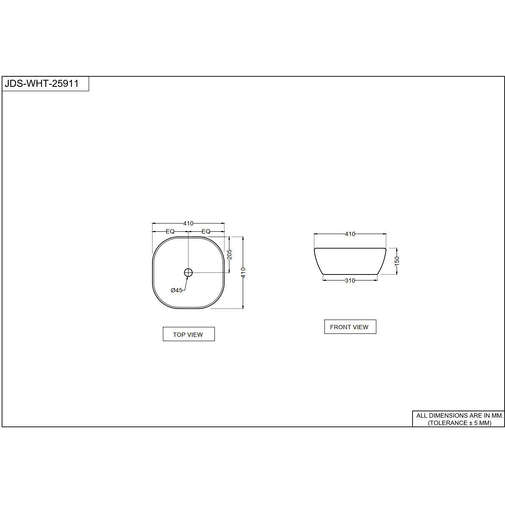 Lavabo d'appoggio quadrato 42x42cm Lavabi JDS Jaquar Nero Opaco