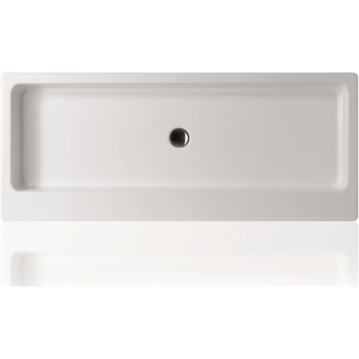 Lavabo d'appoggio rettangolare predisposto monoforo in ceramica bianca 120 cm - Frozen, Simas