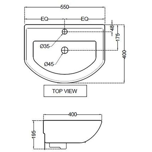 Lavabo mural 40x55cm Continental Jaquar Bianco avec fixations