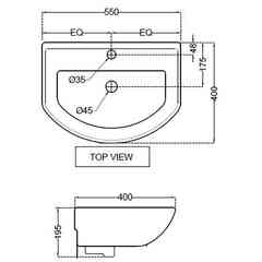 Lavabo mural 40x55cm Continental Jaquar Bianco avec fixations