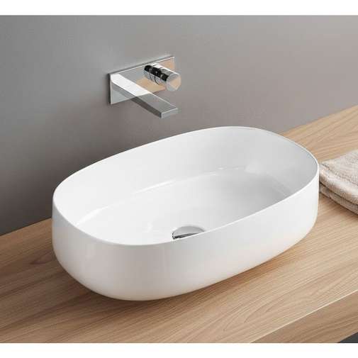 Lavabo ovale da appoggio in ceramica 55X35 - Cognac COL003 di Artceram