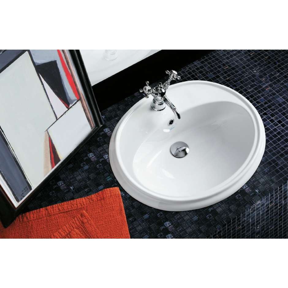 Lavabo ovale da incasso in ceramica bianco 61x50 cm - Arcade, Simas