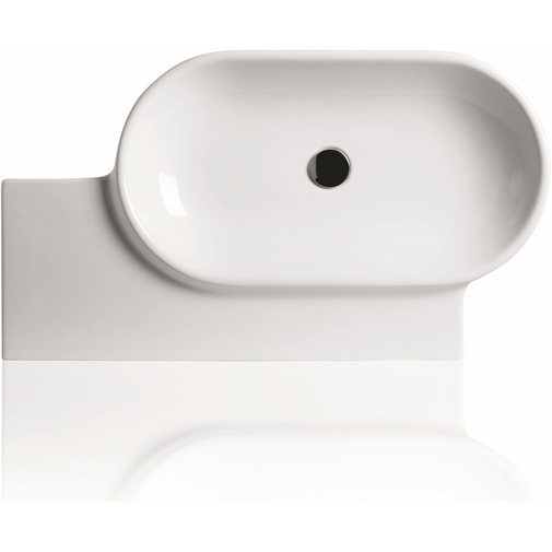 Lavabo ovale suspendu avec étagère, blanc brillant 88x50x11cm - Flow, Simas