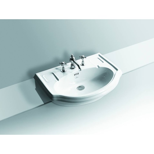 Lavabo semi-encastré de style classique en céramique blanche 67 cm - Arcade, Simas