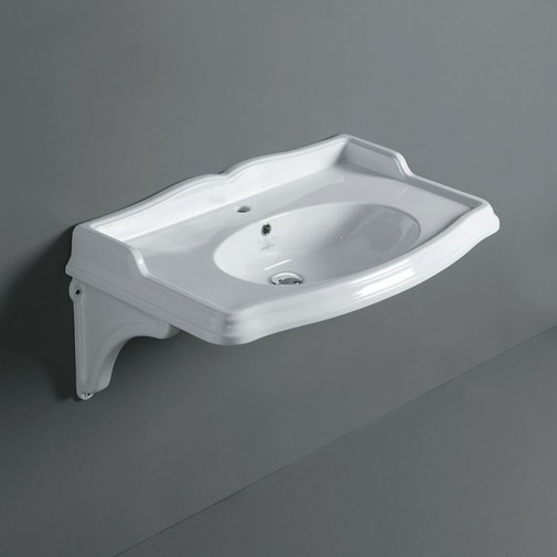 Lavabo sospeso con spalliera in ceramica bianca 90 cm - Arcade, Simas