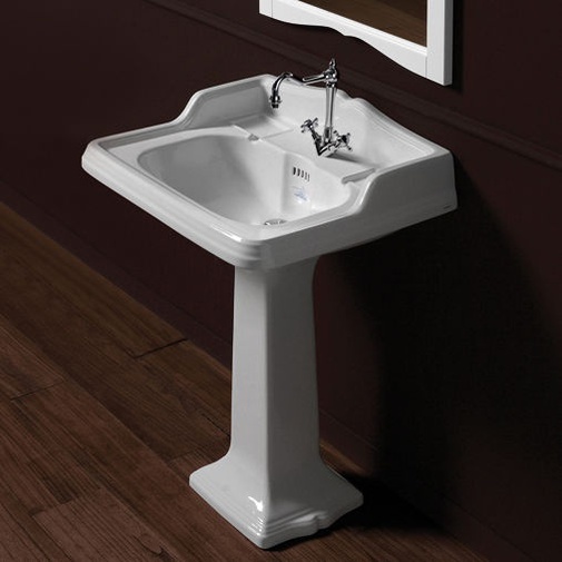 Lavabo sospeso con spalliera retrò in ceramica bianca 73 cm - Arcade, Simas