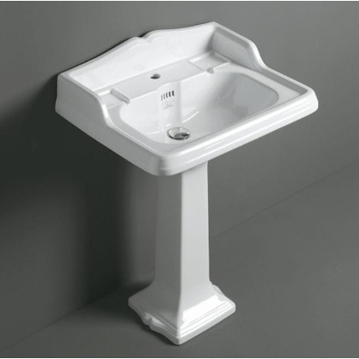 Lavabo sospeso con spalliera retrò in ceramica bianca 73 cm - Arcade, Simas