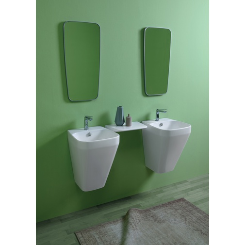 Lavabo sospeso design moderno in ceramica bianca h55 cm - Baden Baden, Simas