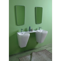Lavabo sospeso design moderno in ceramica bianca h55 cm - Baden Baden, Simas