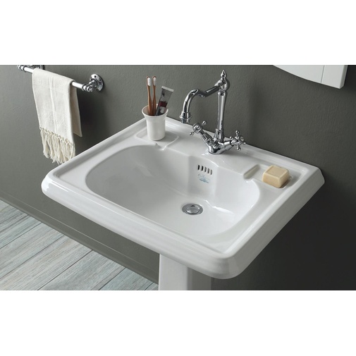 Lavabo sospeso design retrò in ceramica bianca 68 cm - Arcade, Simas