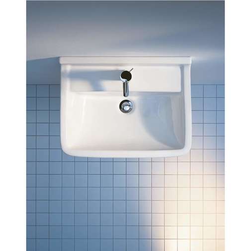 Lavabo sospeso monoforo con troppo pieno bianco 60 cm - Starck 3, Duravit