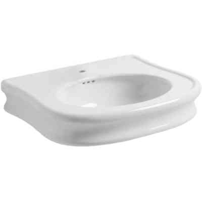 Lavabo sospeso monoforo stile retrò in ceramica bianca 70 cm - Lante, Simas