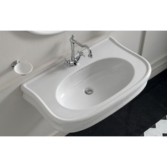 Lavabo sospeso monoforo stile retrò in ceramica bianca 70 cm - Lante, Simas