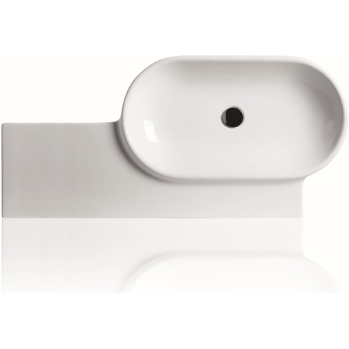 Lavabo sospeso ovale asimmetrico con mensola integrata a sinistra colore bianco lucido 115 cm - Flow, Simas