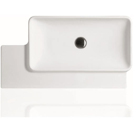 Lavabo sospeso rettangolare con ripiano destro stile moderno in ceramica bianca 88 cm - Flow, Simas