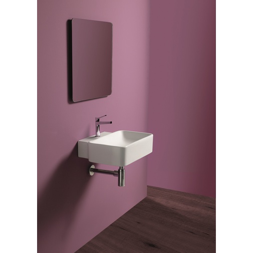 Lavabo sospeso rettangolare stile minimale in ceramica bianca 50 cm - Flow, Simas