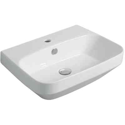 Lavabo sospeso stile contemporaneo in ceramica bianca - Baden Baden, Simas