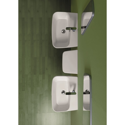Lavabo sospeso stile contemporaneo in ceramica bianca - Baden Baden, Simas