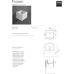 Lavabo sospeso stile minimale quadrato bianco lucido 50 cm - Frozen, Simas