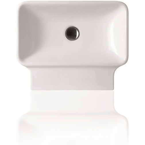 Lavabo suspendu rectangulaire de style minimal en céramique blanche 50 cm - Flow, Simas