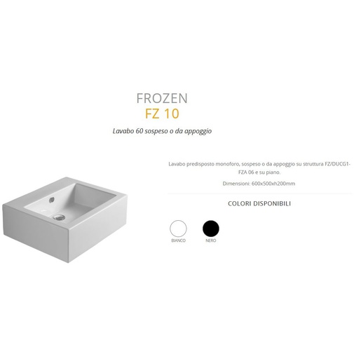 Lavabo suspendu/à poser préparé pour un trou en céramique blanche 60 cm - Frozen, Simas